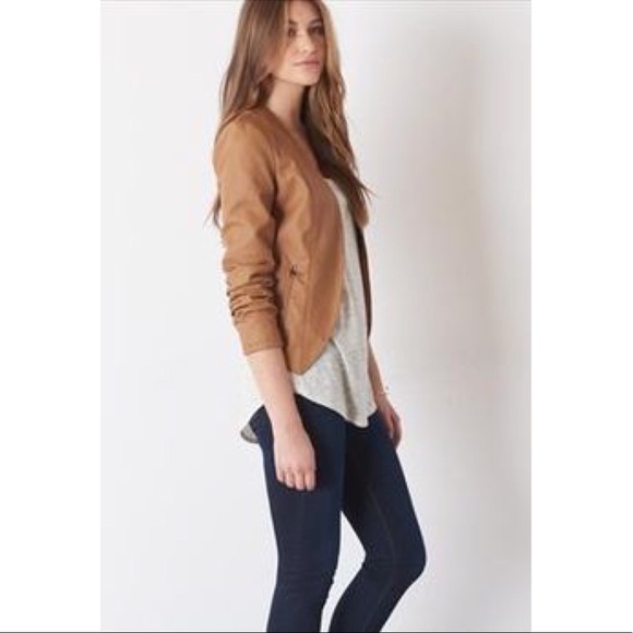 open front leather jacket